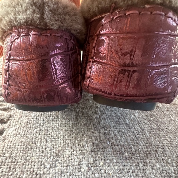 Johnston & Murphy Miranda Plum Suede Print Shearling Lined Driving Shoes Size 9 - Picture 8 of 10